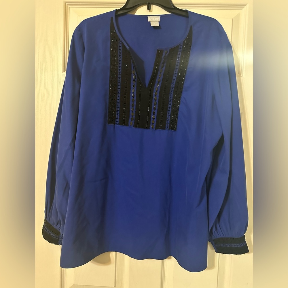 Chico’s Blue Blouse Size 3 ( XL)